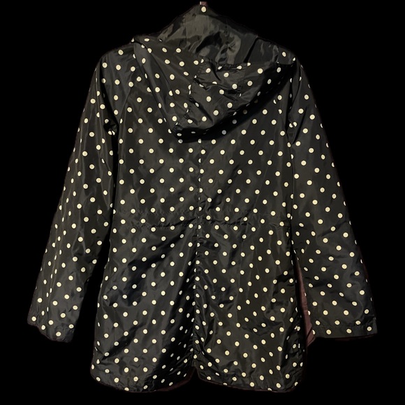 Merona Peacoat Raincoat dark navy blue w/white polka dots size S - Picture 3 of 9